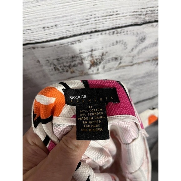 Grace Elements Skirt 8 Pink Orange Flip Flops Summer Beach Knee Modest Stretch - Picture 10 of 10